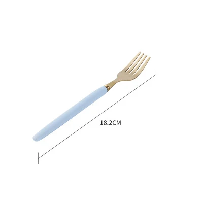 Blue Fork Креативная керамическая ручка из нержавеющей стали, столовые приборы, благородная вилка, нож, десертная кофейная ложка, столовая посуда, Золотая посуда, вилка, нож, ложка - Цвет: Blue Fork
