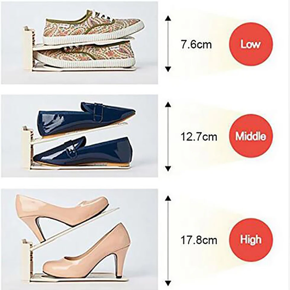 High Quality 8 Piece Sturdy Shoe Slots 3 Step Adjustable Space Saver Organizer Rack Closet Double Plastic Storage Holder | Дом и сад