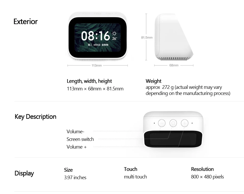 Xiao mi AI сенсорный экран Bluetooth 5,0 динамик цифровой дисплей Будильник WiFi смарт соединение динамик mi динамик