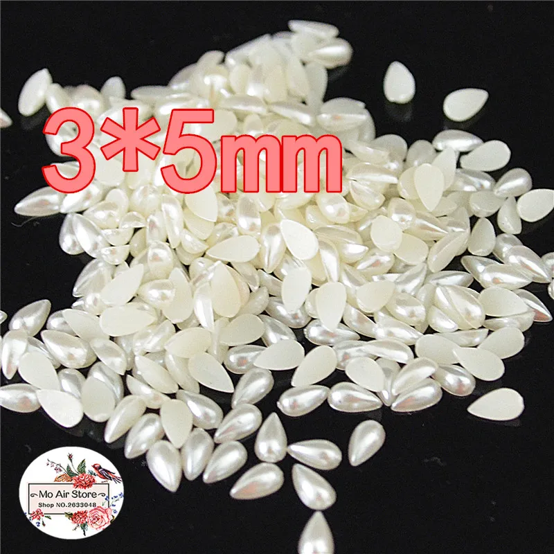 1000pcs/lot 3x5mm ivory tear drop pearl Beads ABS Resin Flatback Simulated | Дом и сад