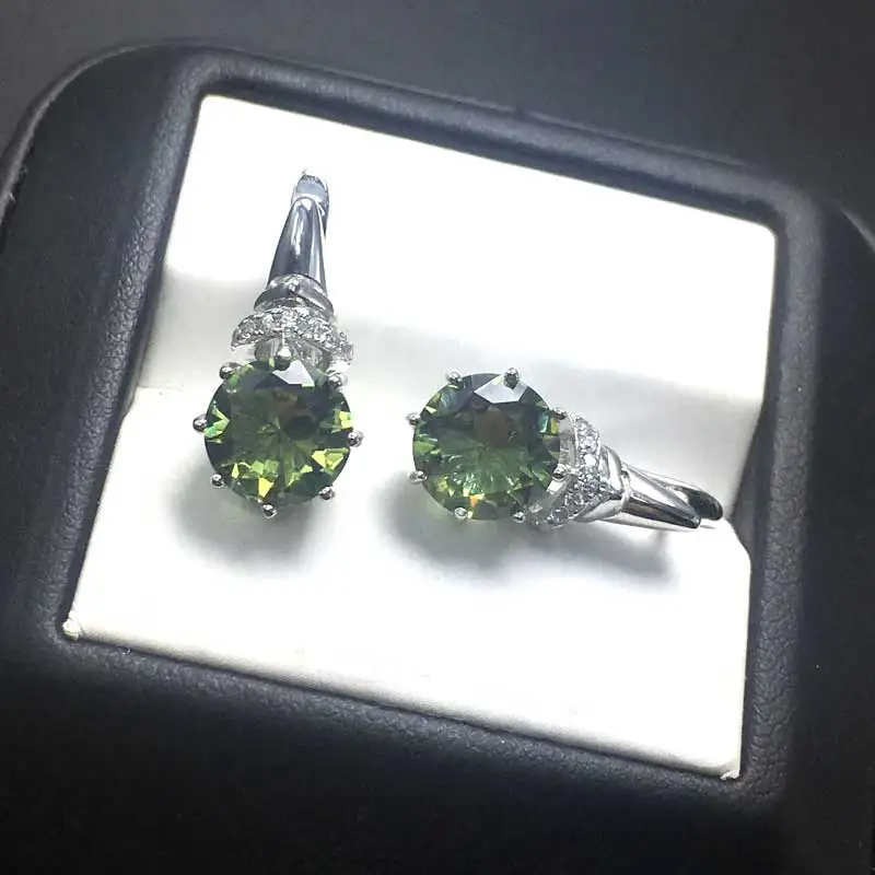 Женские серьги с зултанитом CSJ элегантные круглые сережки из стерлингового