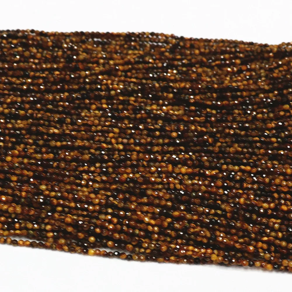 Натуральные тигровые глаза камень 2 мм 3 Круглые граненые бусины сделай сам