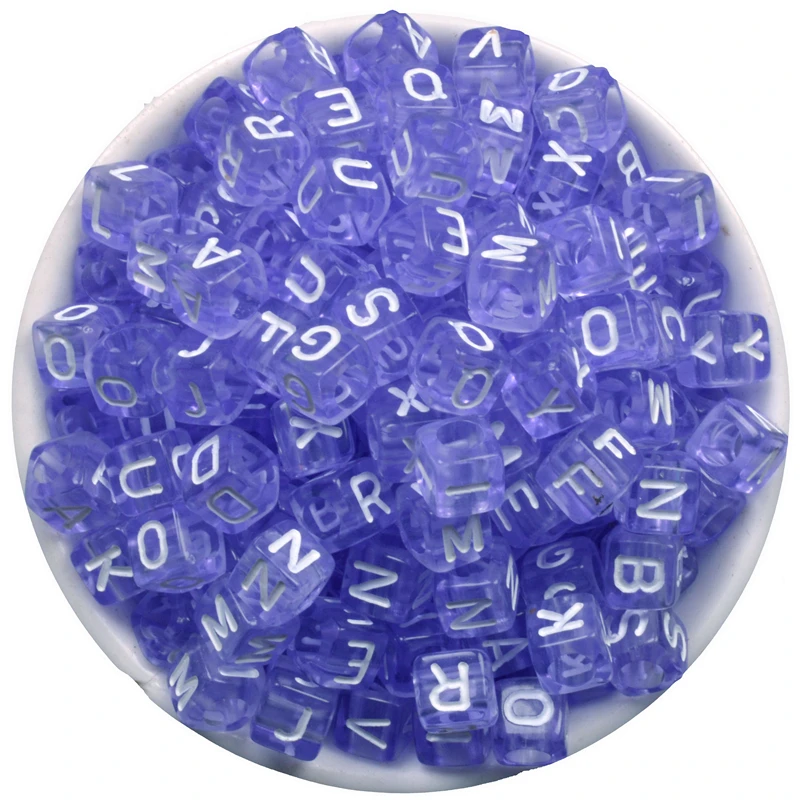 200 шт. 6 мм розовые/синие смешанные акриловые бусины алфавита A Z квадратные буквы
