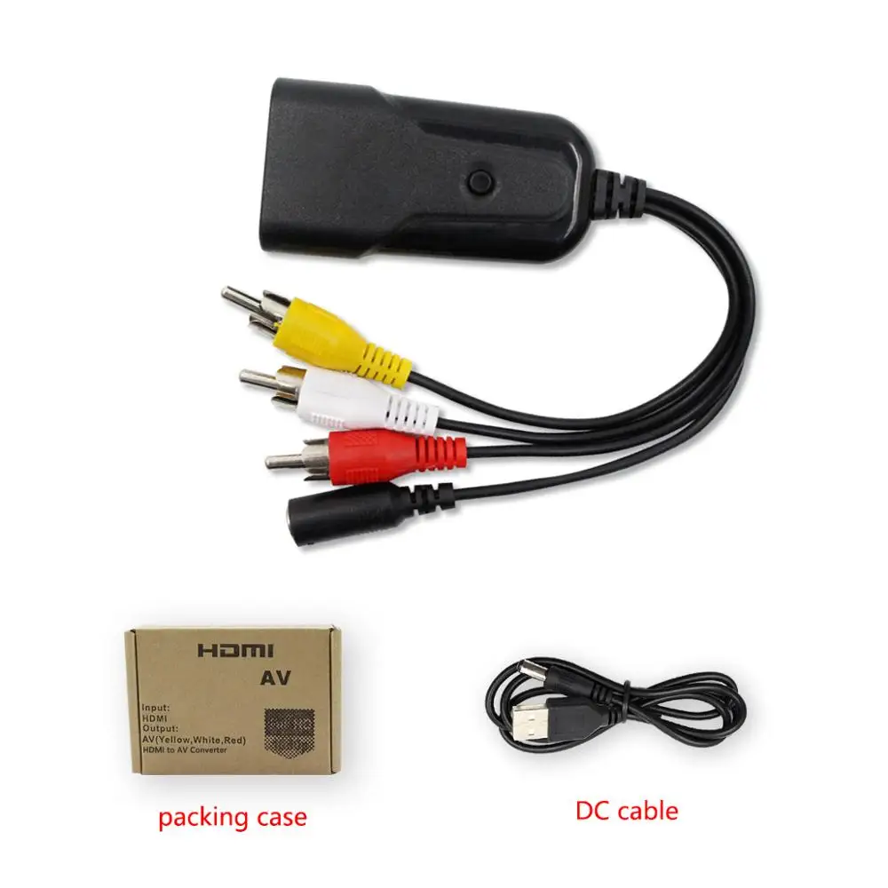 Адаптер HDMI в AV мини преобразователь видео HD RCA AV/CVSB L/R 1080P HDMI2AV поддержка вывода NTSC