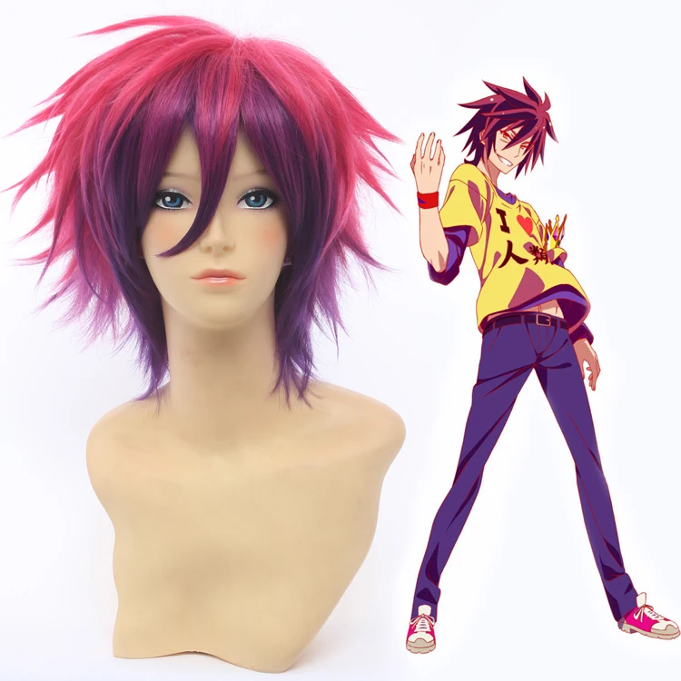 

Парик для косплея аниме No Game No Life Sora, термостойкие короткие многоцветные пушистые Многослойные синтетические волосы, с шапочкой
