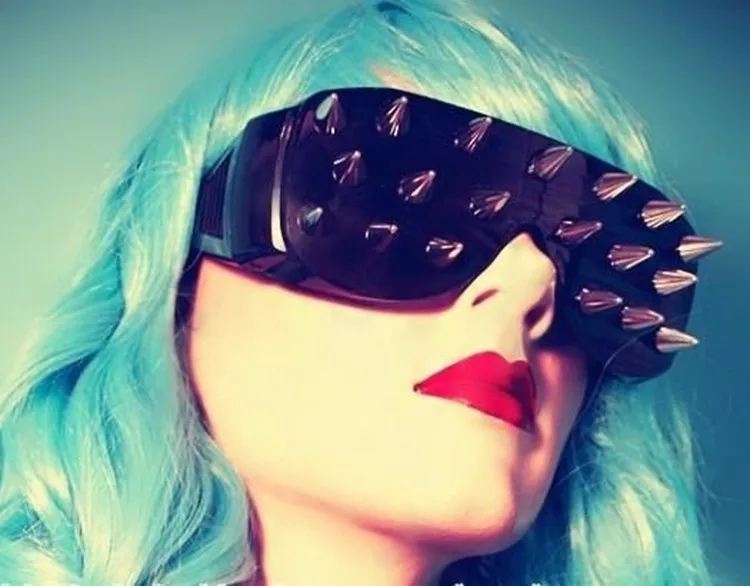 JackJad New Rivet Spike Decoration Wild Rock SteamPunk Sunglasses Goggles Cool Fashion Stage Bar Party Sun Glasses Oculos De Sol