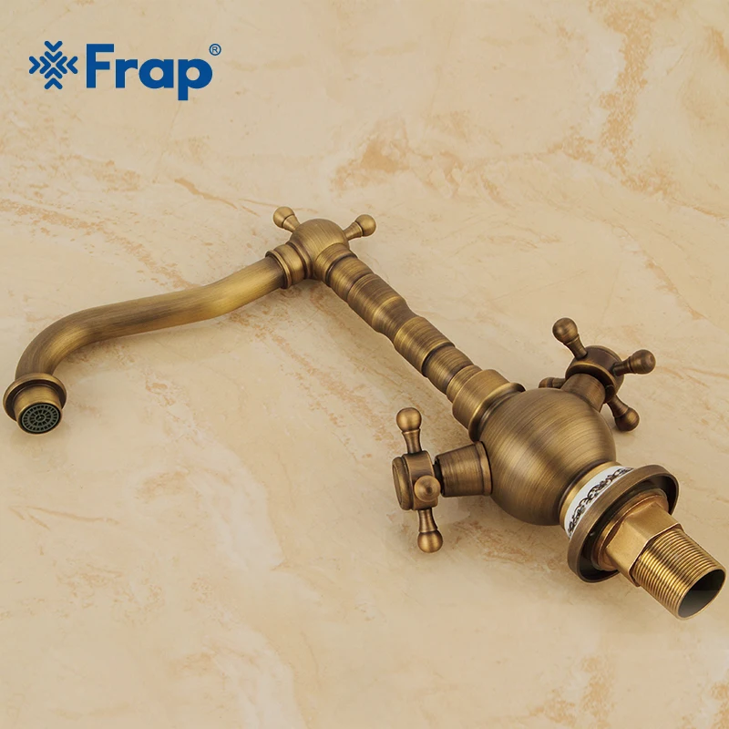Frap Новый 1 комплект античный смеситель для раковины латунный с двойной ручкой