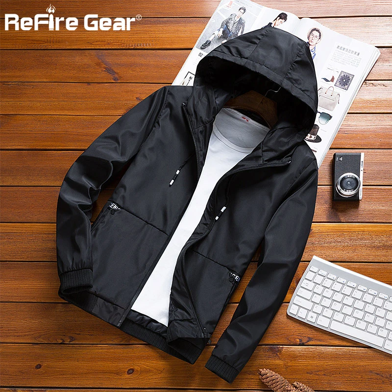 Куртка ReFire Gear мужская с капюшоном повседневная ветрозащитная тонкая Модная