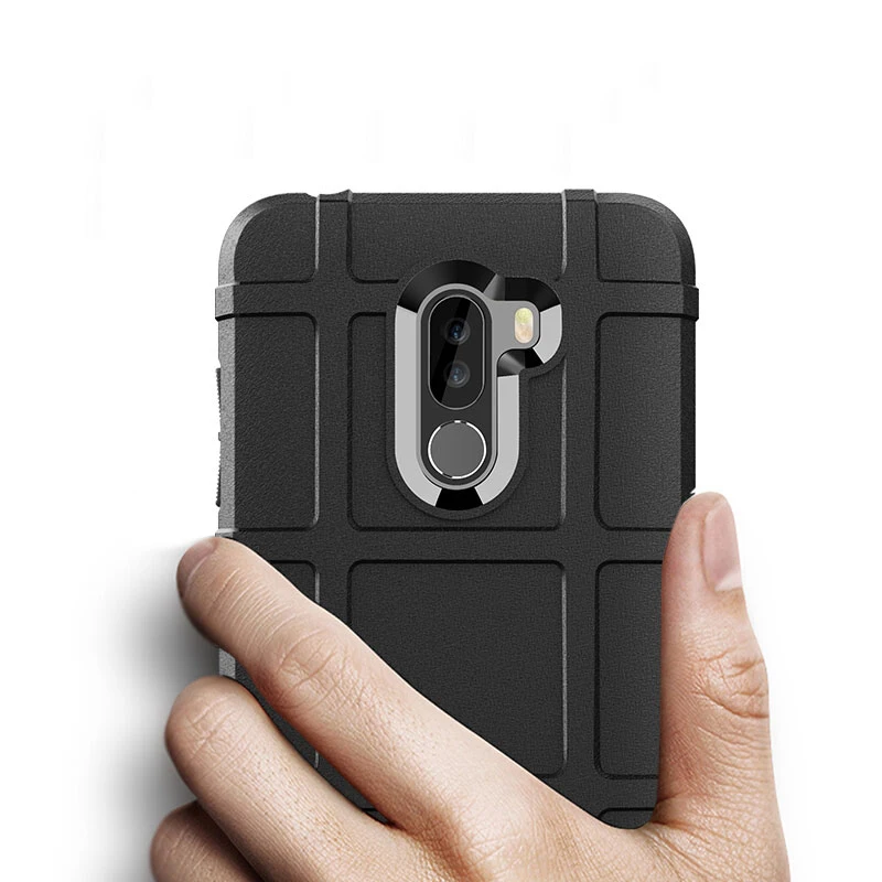 Dulcii for Xiaomi Pocophone F1 cover Armor Anti-shock Square Grid Texture Soft TPU Cover F1/Poco case |