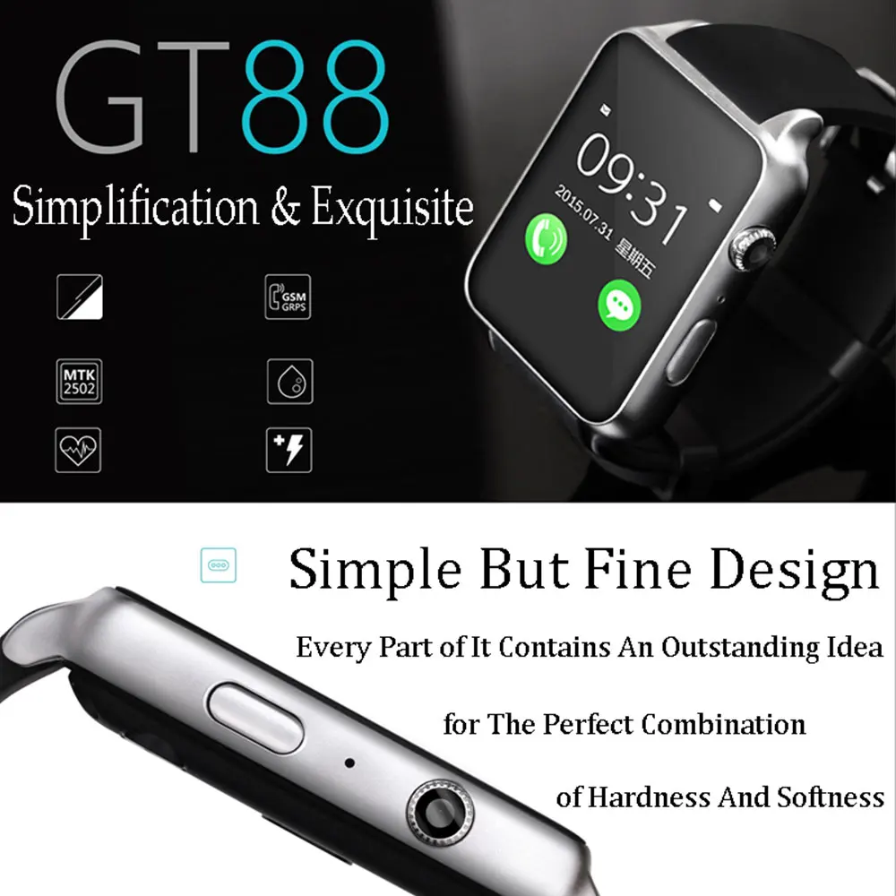 GT88 Смарт часы Водонепроницаемый IP57 Bluetooth спортивные Smartwatch для мужчин здоровья