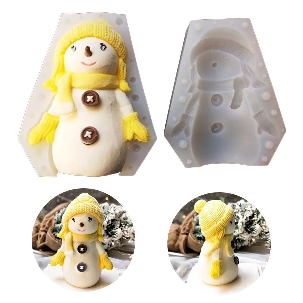 Форма для украшения торта 3D Рождественская форма свечей снеговика силиконовая