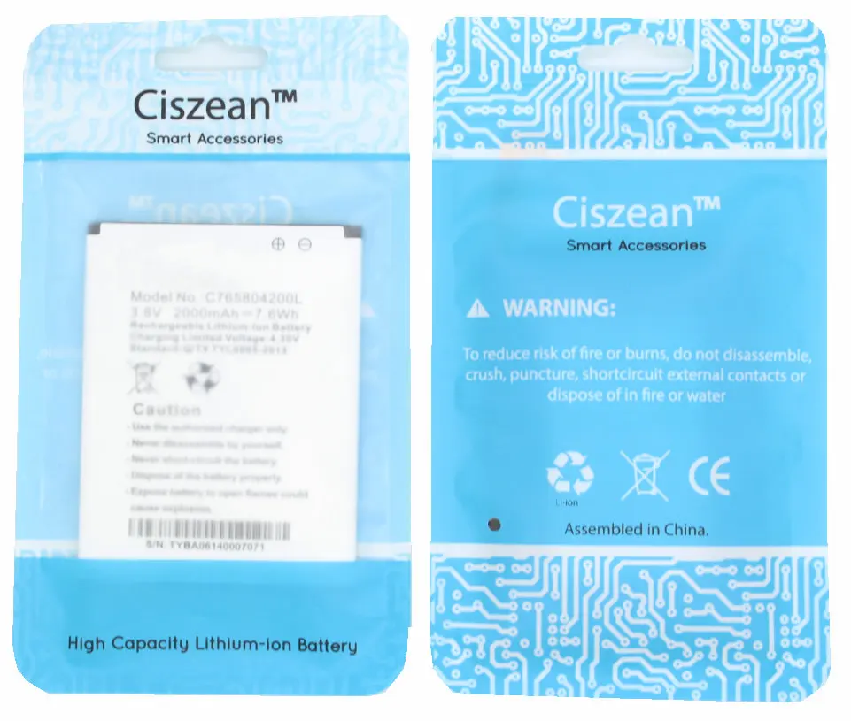 Ciszean 2x3 8 V 2000mAh Сменный аккумулятор + универсальное зарядное устройство C765804200L для