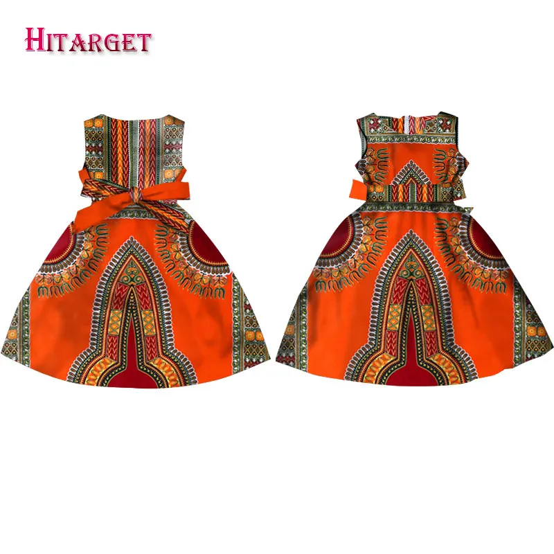 Модные африканские платья для девочек; Vestidos Kanga; одежда с принтом Дашики в африканском стиле; платье трапециевидной формы без рукавов; Java; WYT57