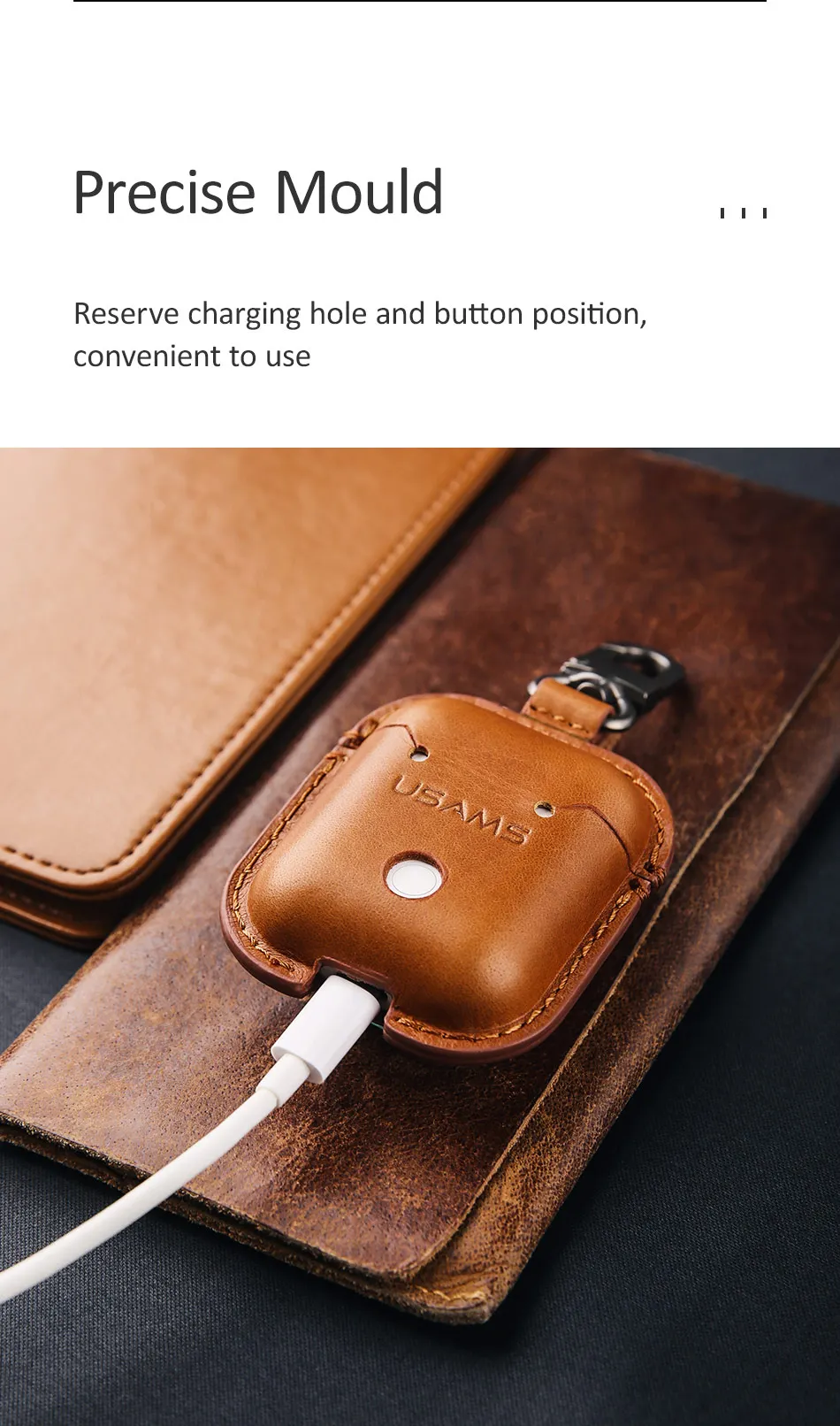 USAMS Роскошный кожаный чехол для Apple гарнитура для airpods Защитная крышка для Air Pods беспроводной bluetooth чехол для наушников протектор