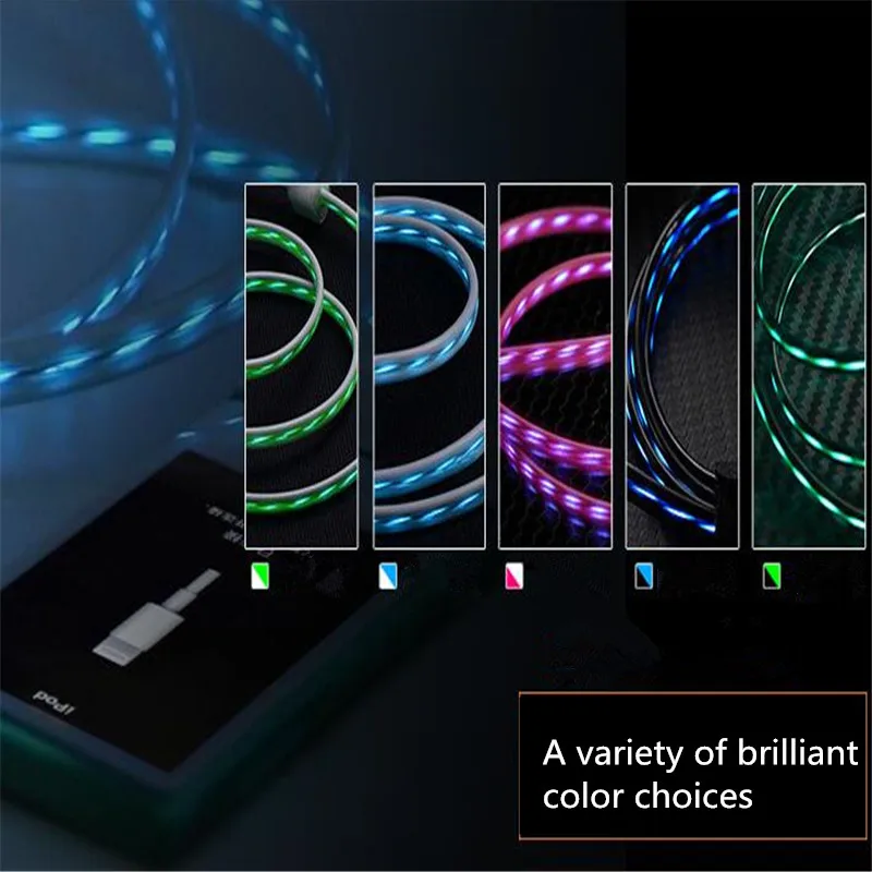 1 м светодиодный светящийся зарядный кабель для huawei Honor Note 10 Xiaomi Mi8 Max 3 htc Micro usb type C зарядное устройство для мобильных телефонов