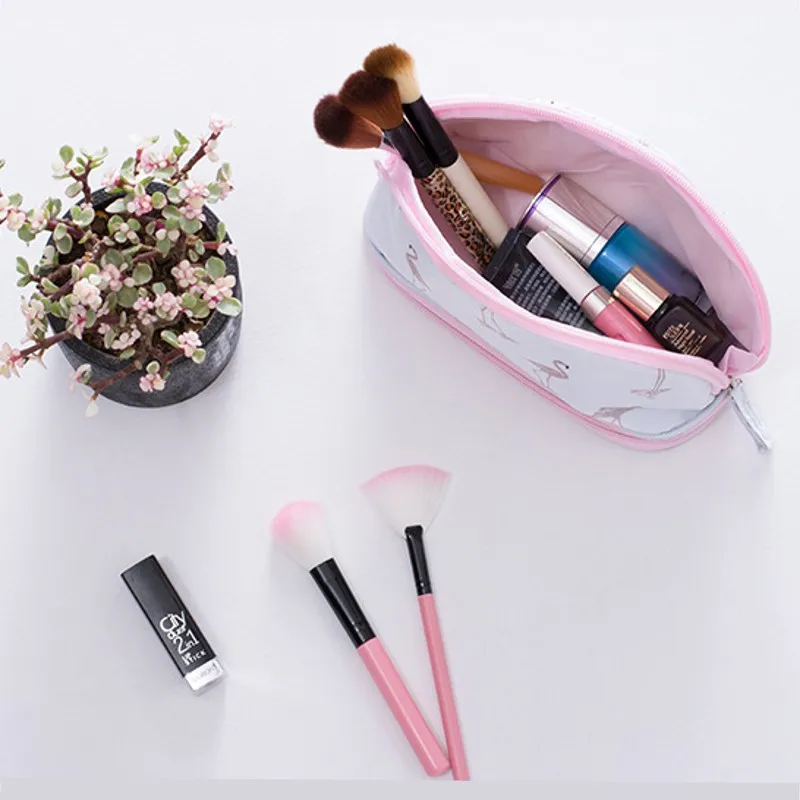 Двухслойная косметичка Flamingo Женский органайзер для мытья сумка макияжа дорожная