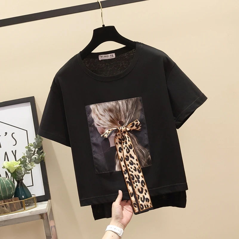 SexeMara fashion The New printing Round neck asymmetric T-shirt free shipping | Женская одежда