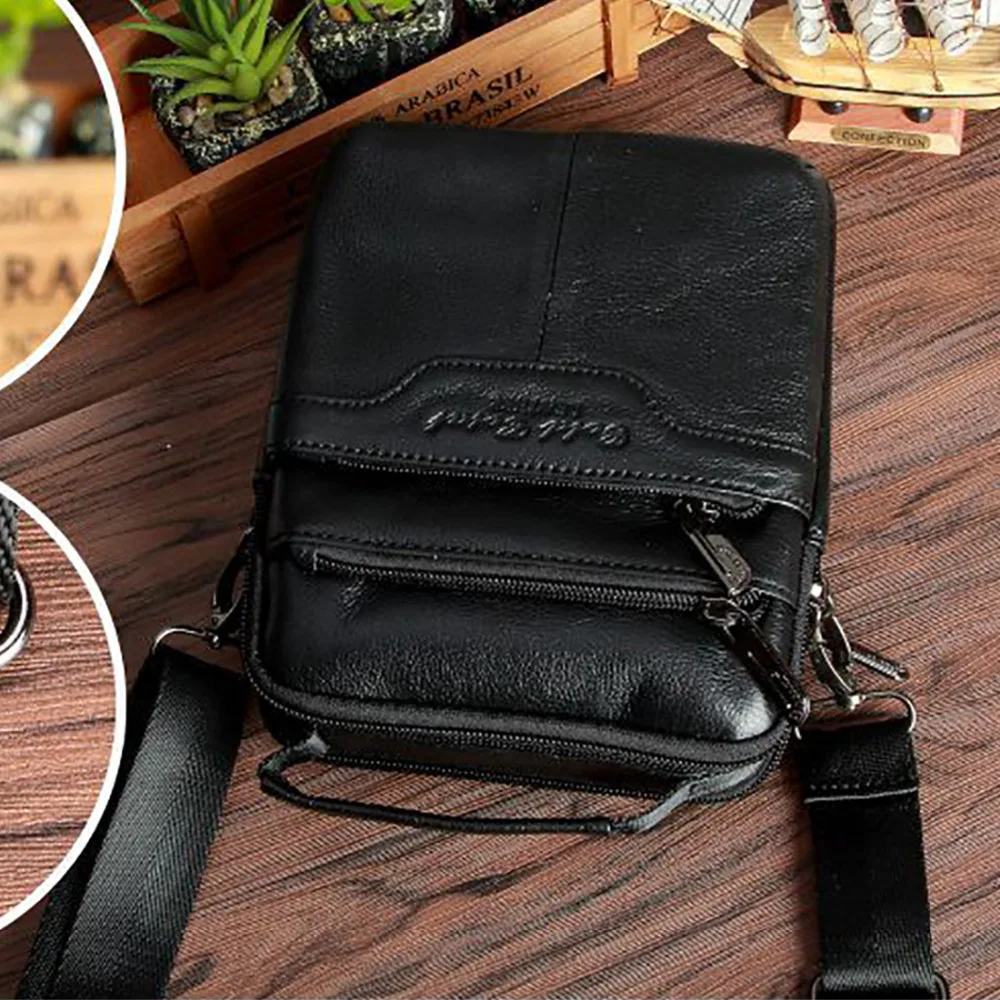 

2018 New Men Genuine Leather Shoulder Messenger Bag Business Male Small Tote Handbag Multipurpose Fanny Hip Belt Waist Pack