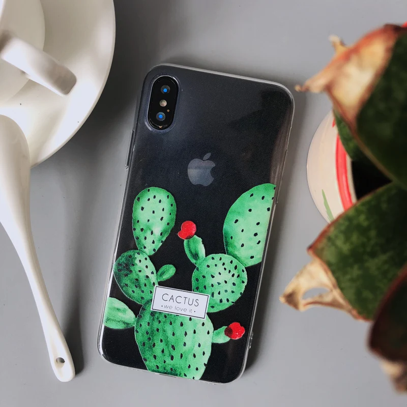Cute Phone Cases For iPhone X 10 7 8 6 6s 7Plus 8Plus 6plus 6splus Green Plants Fatty Succulents Cactus Back Cover Shell Capa |