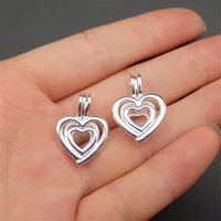 10pcs bright silver heart pearl cage necklace pendant aroma oil diffuser adds your own pearl stone makes it more attractive