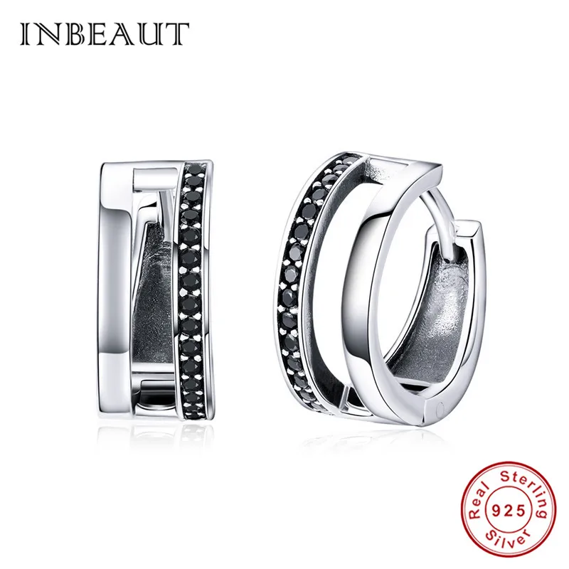 INBEAUT 925 пробы серебряные женские белые и зеленые зрикон круглые серьги-клипс Серебро 925 Оригинальные CZ серьги трендовые ювелирные изделия - Окраска металла: se444-1