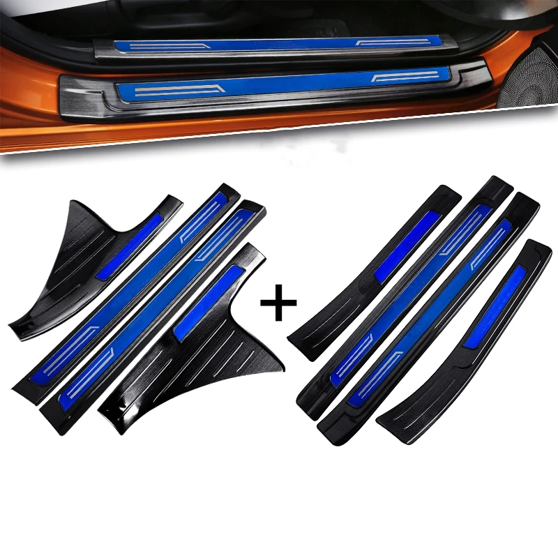 blue logo 8pcs Дверный порог специальная приветственная защита педали пластина Внешняя дверь педаль автомобильные аксессуары для Honda Civic- 10th Gen Sedan - Цвет: blue logo 8pcs