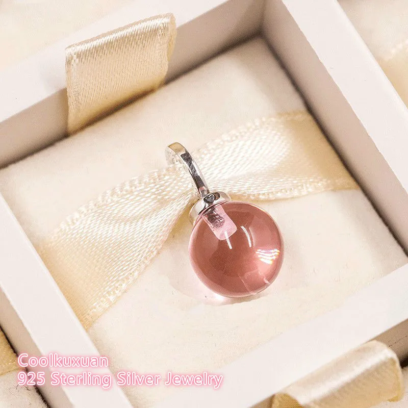 Осень 100% Стерлинговое Серебро 925 пробы Кулон Love Potion розовые хрустальные бусины