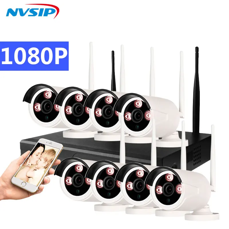 Беспроводная система видеонаблюдения 8 каналов 1080P Wi Fi 2 МП P2P|Система наблюдения| |