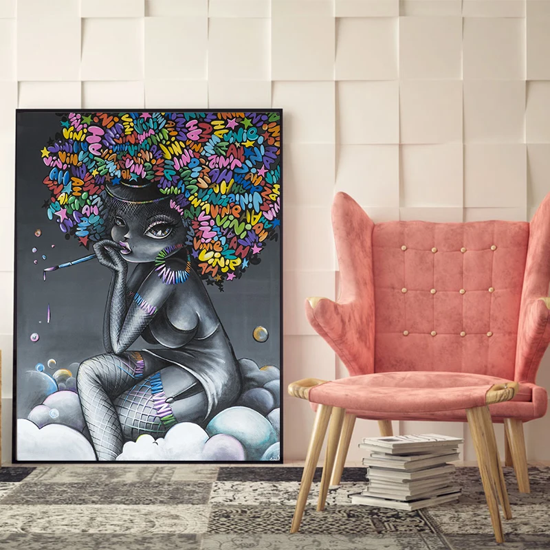 GOODECOR граффити искусство холст с печатью постера живопись для гостиной стены Искусство красивые африканские девушки украшения картины