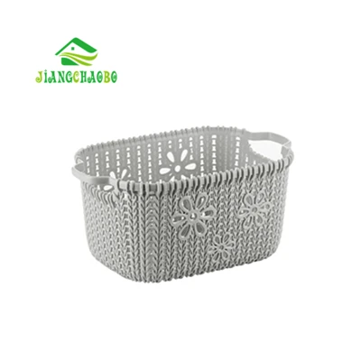JiangChaoBo пустотелая корзина для хранения из искусственного ротанга, Настольная корзина для хранения закусок и мусора, пластиковая корзина для кухни и ванной - Цвет: S Gray
