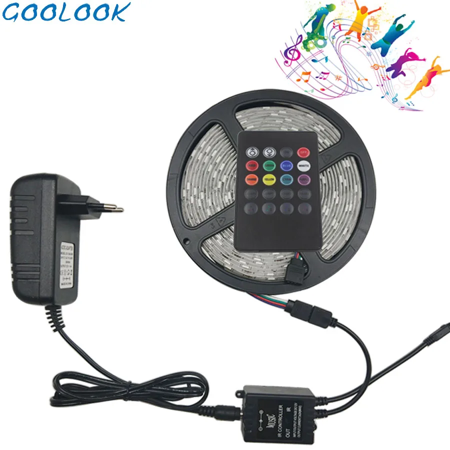 Goolook Светодиодные ленты светильник SMD 5050 гибкая лента светодиодный лента Водонепроницаемый ИК-пульт дистанционного управления домашний декор RGB полный комплект
