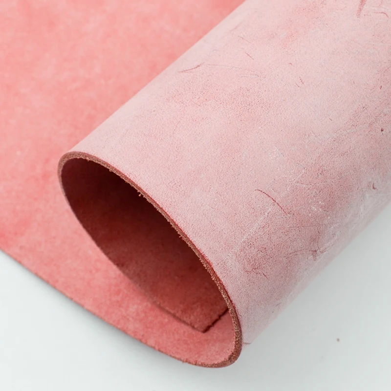 

leather with wax genuine leather about 2.0 mm cowhide vintage 5 size color pink