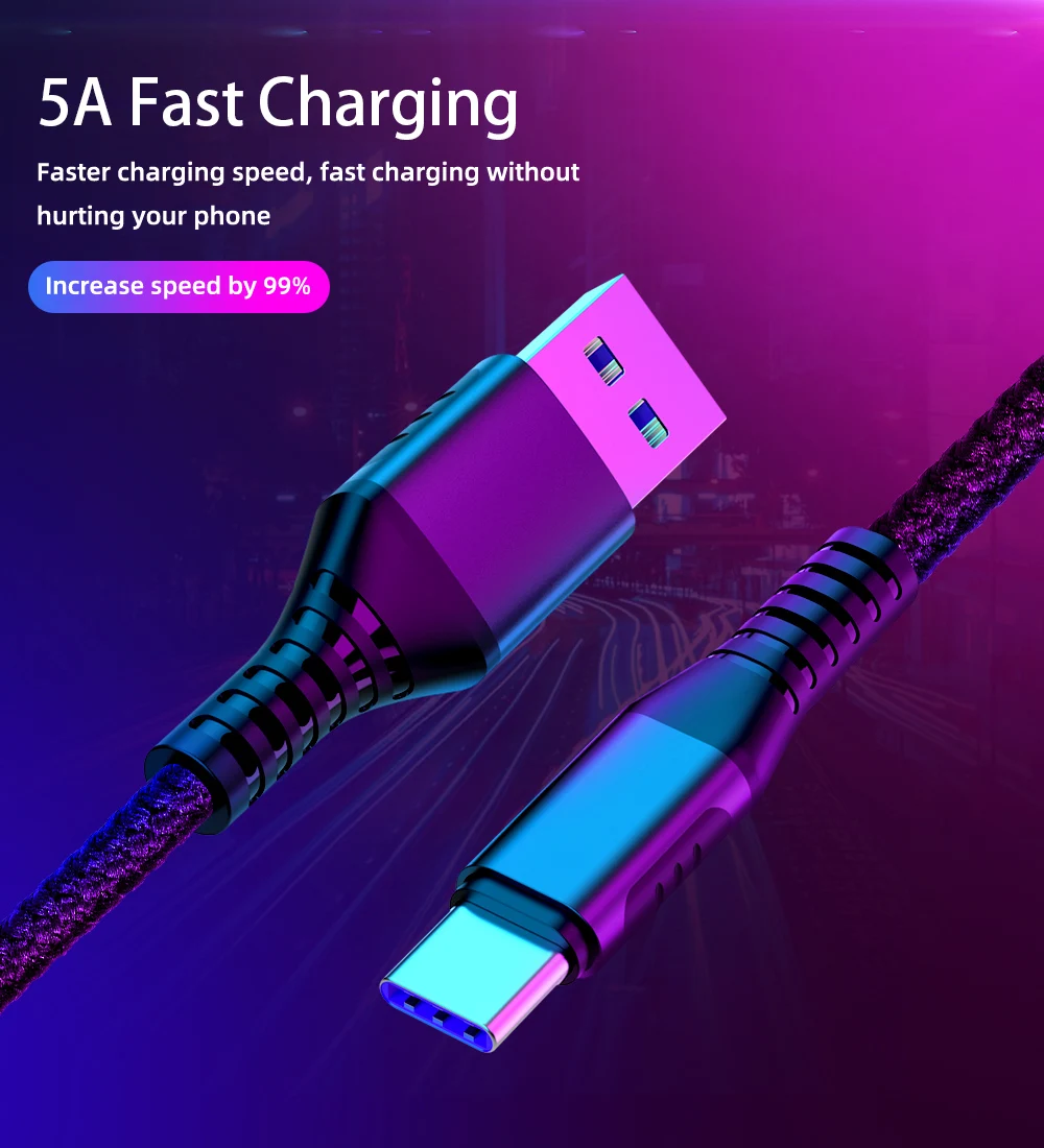 Usb type C супер зарядный кабель для Huawei Mate 10 20 USB C быстрое зарядное устройство Шнур для Xiaomi Redmi K20Pro type-C Cabo USB супер зарядное устройство