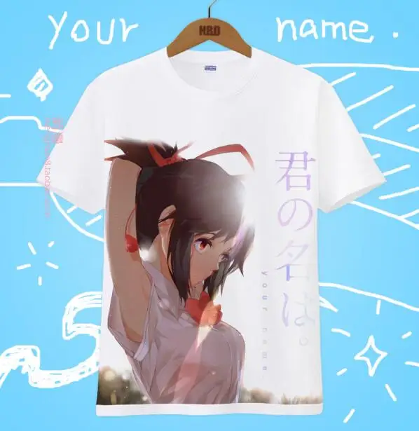 Костюм для косплея Kimi no Na wa с вашим именем Taki Tachibana хлопковая Футболка Makoto Shinkai|tee
