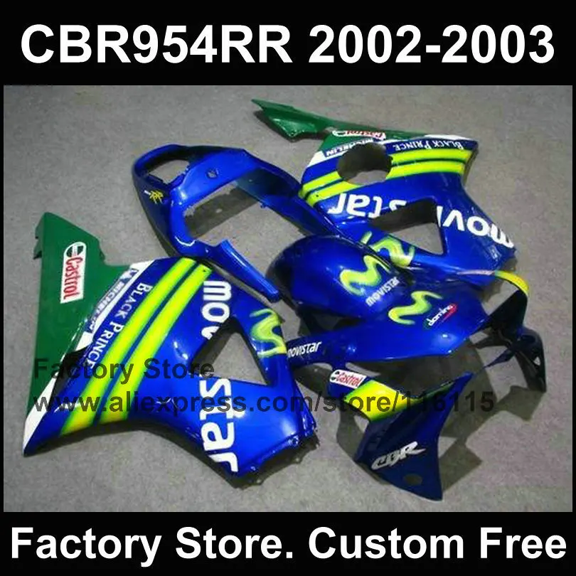 100% комплект обтекателей из АБС пластика для HONDA CBR900RR 2002 2003 fireblade CBR 954 RR 02 03 синий