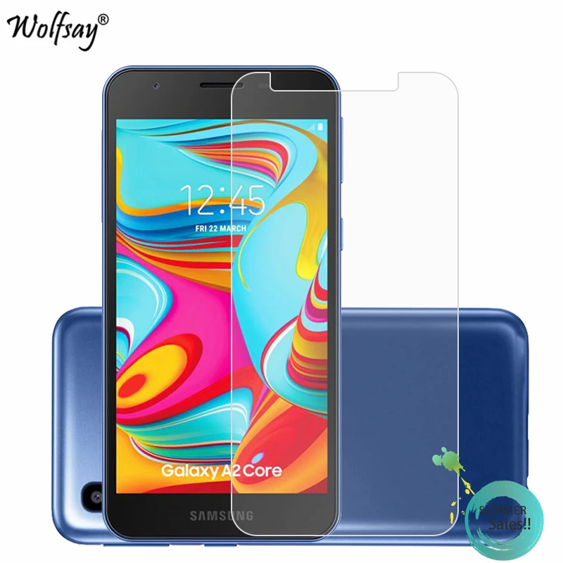 Protector de pantalla de vidrio templado para Samsung Galaxy A2 Core, pel&iacute;cula de tel&eacute;fono para Samsung Galaxy A2 Core, 2 uds.-0