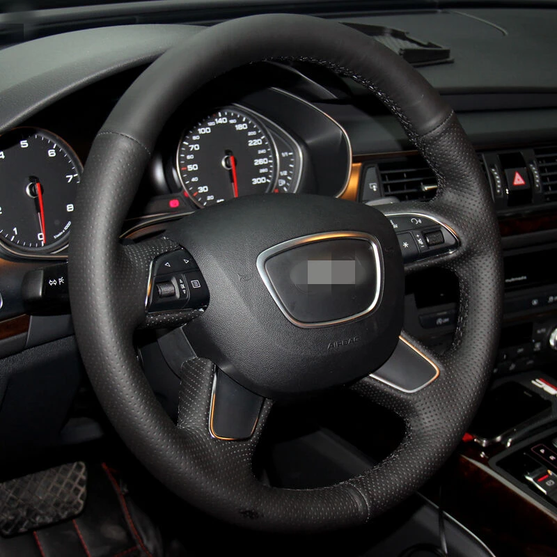 Черные сапоги из натуральной кожи чехол рулевого колеса автомобиля для Audi Q7 2012 2015