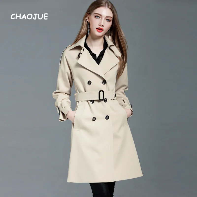 

CHAOJUE Brand Europe Women Long Trench New Arrivals Elegant Slim Coat uk Ladies Loose Causal Trenchcoat Customized Coat Sales