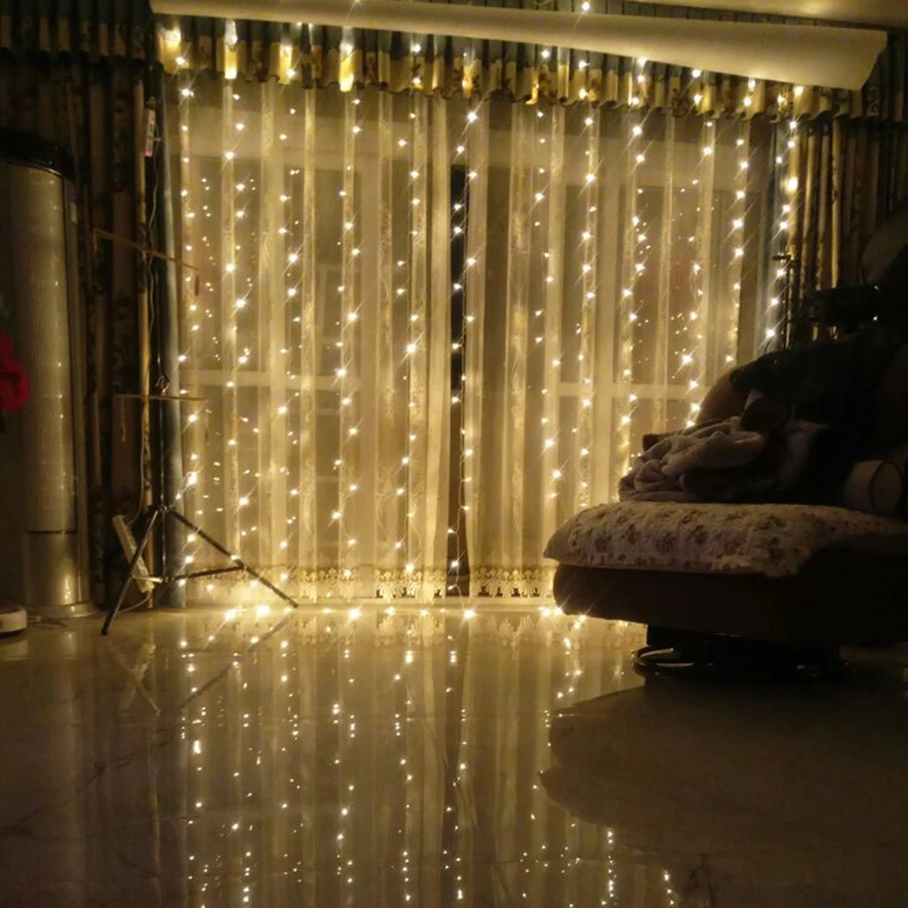 Праздничная светодиодная гирлянда занавеска 3*2 метра 200 светодиодов с