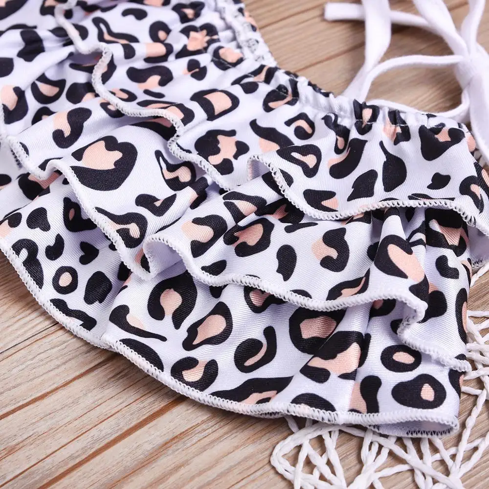 Лидер продаж! Милый купальник с леопардовым принтом для маленьких девочек бикини
