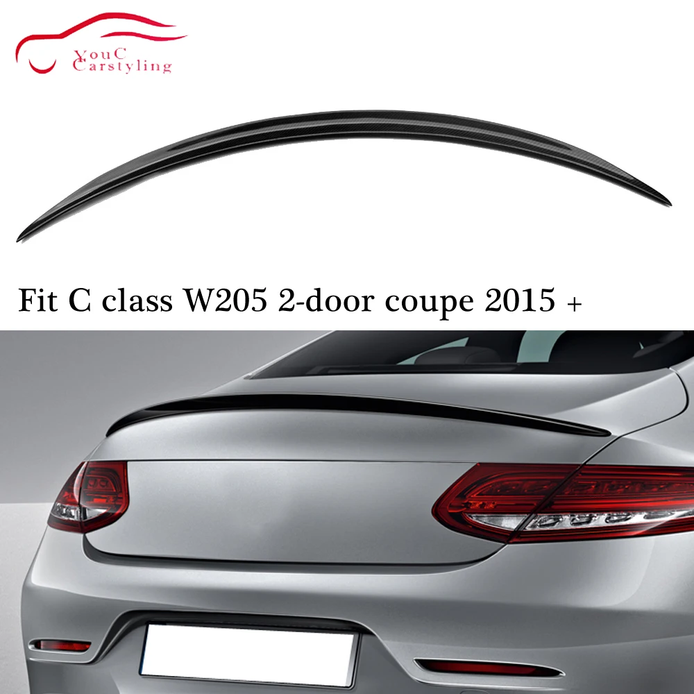 Стиль C63 задний спойлер из углеродного волокна для Mercedes C W205 двухдверный купе 2015 +