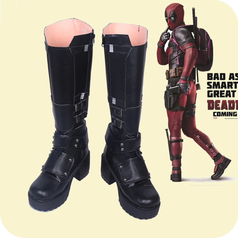 Черные ботинки для косплея Дэдпула Уэйда Уилсона Вечерние Обувь взрослых |