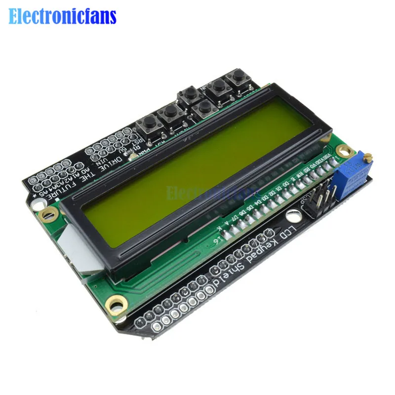 Синий ЖК-экран с клавиатурой 1602 для Arduino 1602, ЖК-дисплей ATMEGA328 ATMEGA2560 для Raspberry Pi UNO, синий экран, модуль черного света - Цвет: Синий