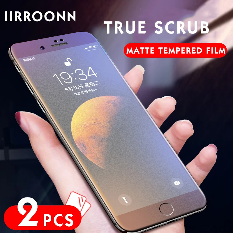 Матовое закаленное стекло IIRROONN для iphone 7 8 plus Защита экрана матовая защитная