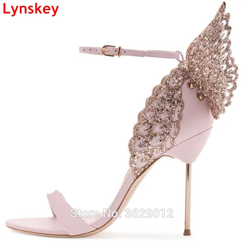 Розовые крылья бабочки Свадебная обувь для невесты пикантные женские туфли