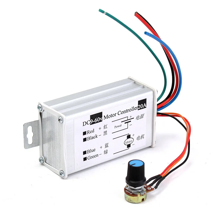 12V 24V 20A Макс. PWM двигатель постоянного тока Плавная переменная Скорость контроллер 25 кГц Лидер продаж
