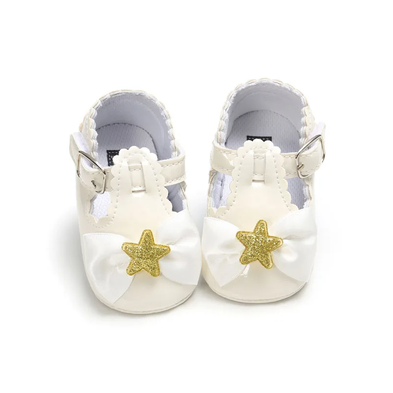

New Arrival Baby Girls Princess Shine Star Bow Shoes PU Leather Baby Girl Dress Shoes Newborn Baby First Walkers Dropshipping