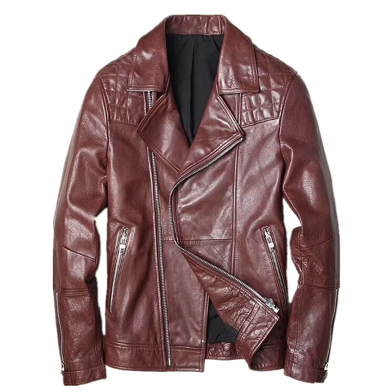 Abou Anbow Frayed Cowhide Natural Leather Jacket Autumn Moto & Biker Hand Rubbing Short Model Outerwear Coat | Мужская одежда