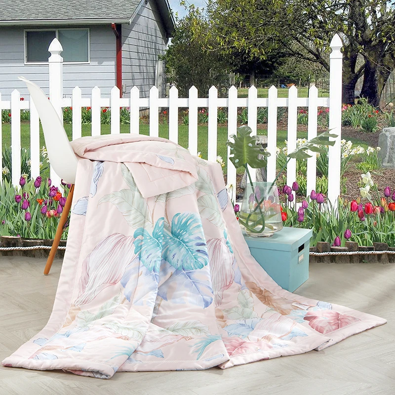 Пасторальный Стиль Листья бежевый стеганое летнее одеяло Модальная ткань