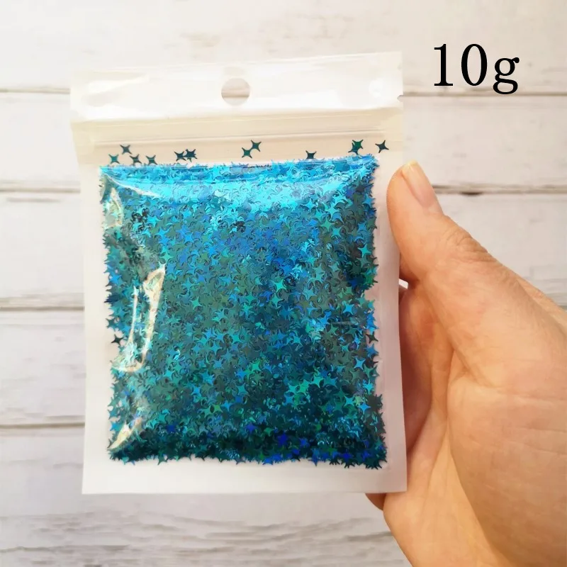 10 г/20 г звездный блеск Diy Кристалл поставки слаймов ультра-тонкие ломтики ногтей искусство советы коробка аксессуары украшения игрушки для детей - Цвет: 10g Blue